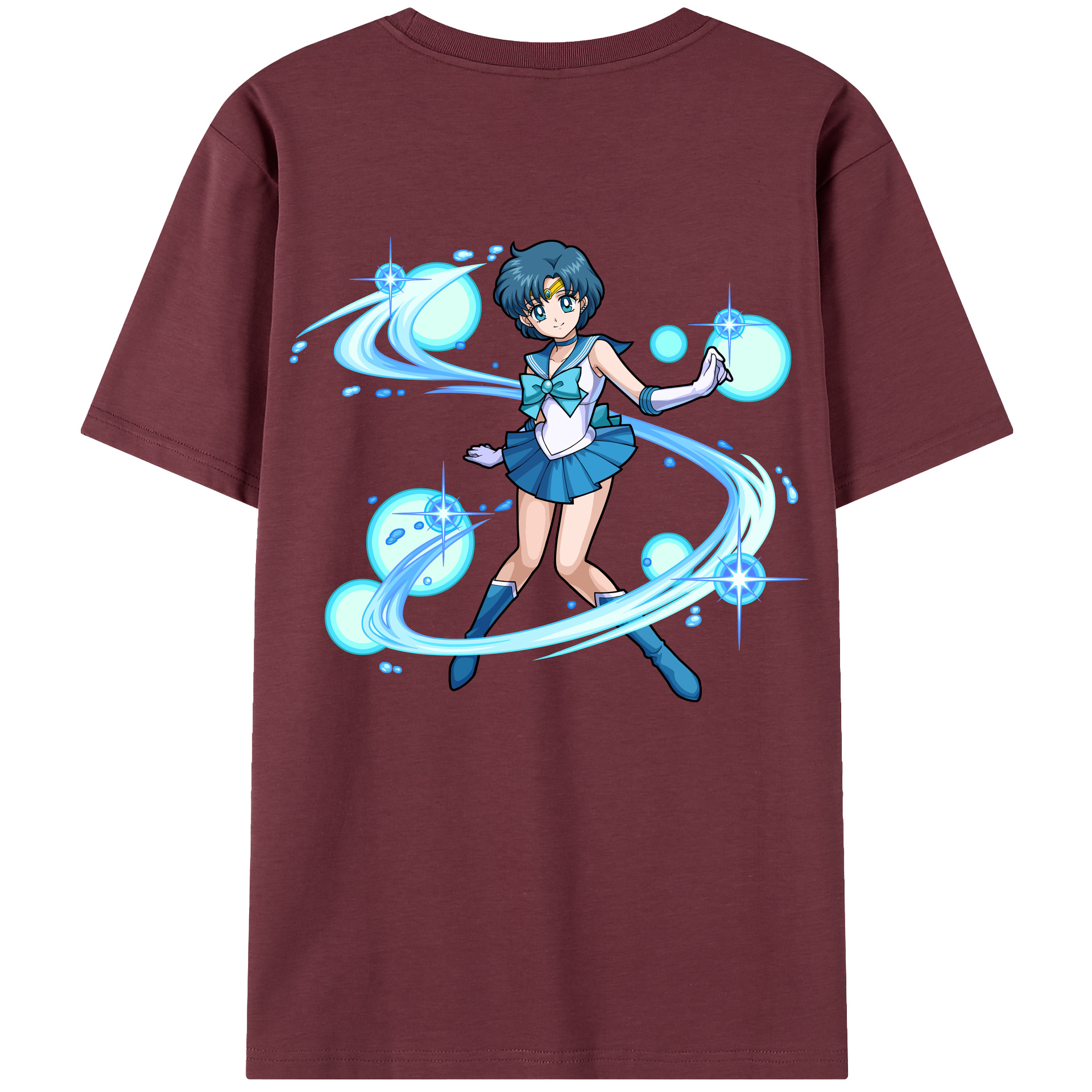 （画像用） 美少女戦士セーラームーン 水野 亜美 みずの あみ Sailor Moon Mizuno Ami 綿100％半袖Tシャツ（背面プリント）